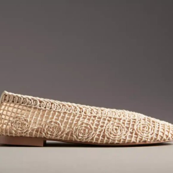 Bibi Lou Macramé Ballet Flats, Ivory, 8-8.5, 39, NWT - Picture 2 of 6